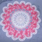 Thread Crochet White & Pink Round Pineapple Doily 18"