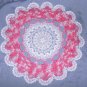 Thread Crochet White & Pink Round Pineapple Doily 18"