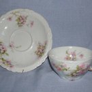 T Haviland Limoges France Pink Floral Teacup & Saucer