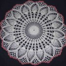 NWOT Thread Crochet White & Rose Pineapple Doily 21"