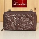 Suede Wallet Handmade Embroidery Coin Purse Iphone Case Wallet w/Shoulder Strap