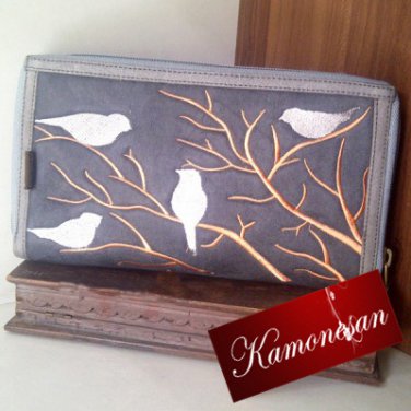 Smartphone Wallet Handmade Embroidery Women Wallet Organizer w/Shoulder Strap