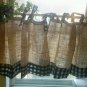 Handmade French Country Cafe Style  Burlap And Gingham, Set of 2 Panels