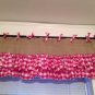 Handmade Burlap Natural Valance  Window Treatment Rustic Look With Pink Gingham
