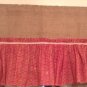 Handmade Natural Burlap Valance With Red Cotton Ruffle Skirt And Lace Trim