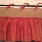 Handmade Natural Burlap Valance With Red Cotton Ruffle Skirt And Matching Ties