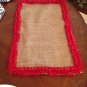 Handmade Christmas Burlap Placemats Set Of 4 With Red Trim