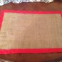 Handmade Christmas Burlap Placemats Set Of 4 With Red Fabric Border