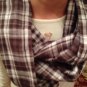 Handmade Stylish Women's Elegant Brown Gingham Infinity 2-Loop  Scarf Reversible