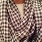 Handmade Stylish Women's Elegant Brown Gingham Infinity 2-Loop  Scarf Reversible