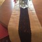Handmade Natural Burlap Table Runner with Black Lace Center