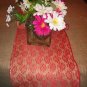 Handmade Natural Burlap Table Runner Coverd With Red Lace Happy Holidays