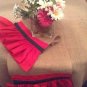 Handmade Burlap Table Runner With Red And Green Great For Hoildays Table