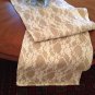 Handmade Natural Burlap Covered With White Lace Table Runner