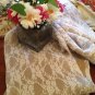 Handmade Natural Burlap Covered With White Lace Table Runner