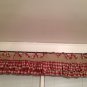 Handmade Natural Burlap Valance With Burgundy Gingham Ruffles And Matching Ties