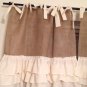 Handmade French Country Cafe Style  Burlap with 3Tires Of Ruffles And Ties