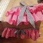 Natural Burlap Table Runber With 2 Red Gingham Ruffels