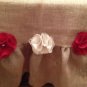 Handmade Natural Burlap Table Runber With Ruffle And Roses