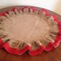 Handmade Burlap Table Top With Burlap Ruffle And Red Lace Great For Holidays