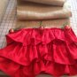 Handmade Natural Burlap Table Runner With 3tires Red Ruffles 3large Bells