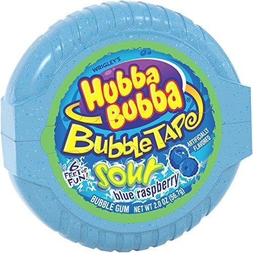 Hubba Bubba Sour Blue Raspberry Bubble Gum Tape, 2 ounce (Pack of 12)