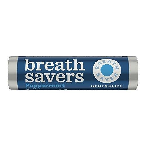 BREATH SAVERS Mints, Peppermint, Sugar Free, 0.75 Ounce Roll (Pack of 24)