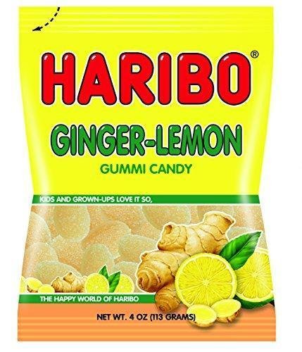 Haribo Gummy Candy, Ginger Lemon, 4-Ounce (Pack of 12)