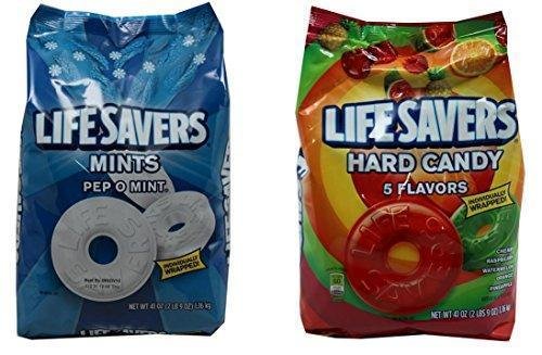 Life Savers Hard Candy, Individually Wrapped, Bundle Pack - Pep O Mint & 5 Flavo