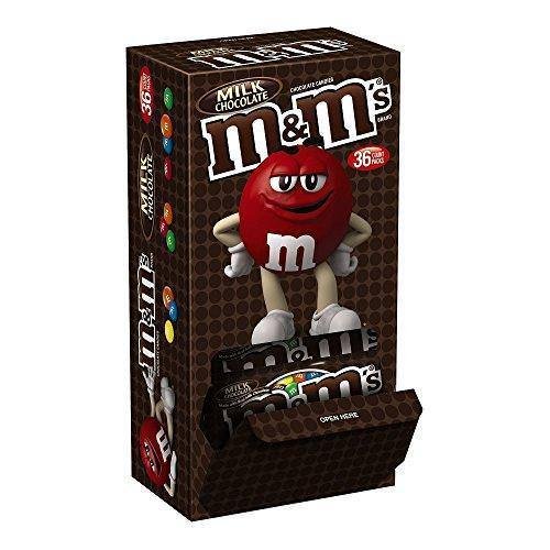 MARS M&M'S Milk Chocolate Candy Singles Size 1.69-Ounce Pouch 36-Count Box