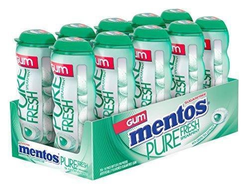 Mentos Pure Fresh Sugar-Free Chewing Gum with Xylitol, Spearmint, 15 Piece Bottl