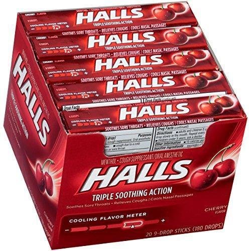 HALLS Cough Drops, (Cherry, 9 Drops, 20-Pack)