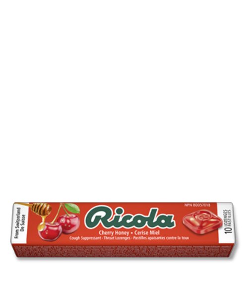Ricola Swiss Herb Lozenges Cherry-Honey 24 Sticks (10 Drops per Stick)