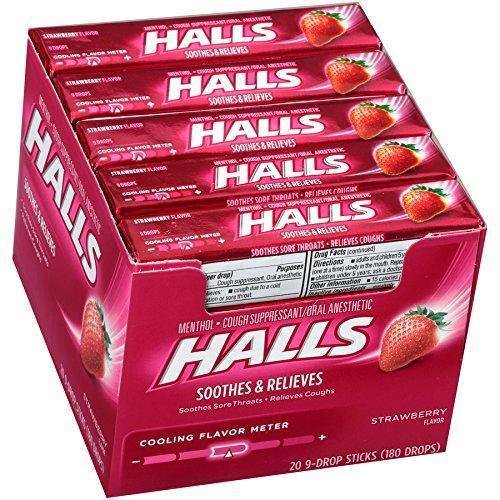 HALLS Cough Drops, (Strawberry, 9 Drops, 20-Pack)