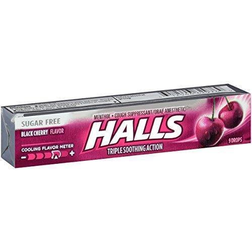 HALLS SugarFree Cough Drops, (Black Cherry, 9 Drops, 20Pack)