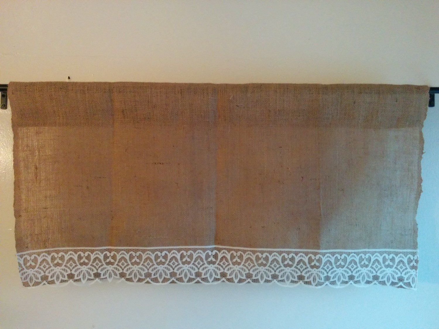 Burlap and Lace Valance