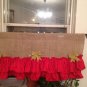 Christmas burlap and red ruffles valance with glittered golden Bows