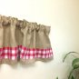 Burlap and red gingham valance 72"X15