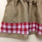 Burlap and red gingham valance 72"X15