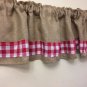 Burlap and red gingham valance 72"X15