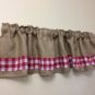 Burlap and red gingham valance 72"X15