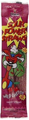 Sour Power Candy Straws, Wild Cherry Candy Straw Packages, 42.3 Ounce