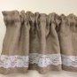 72X15 natural burlap valance with lace