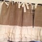 Caffe style Burlap Curtains with 3 tires ruffles