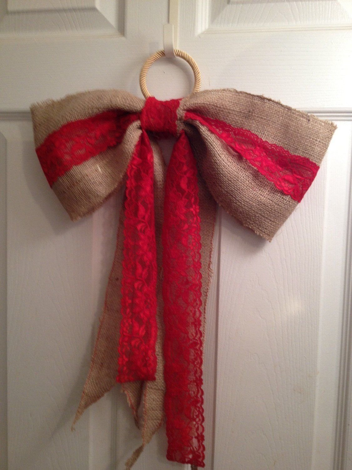 Burlap and red Lace bow