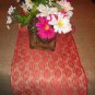 72"X14 Natural Burlap covered With Red Lace Table Runner