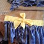 72X14 Burlap runner with navy blue gingham