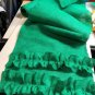Burlap Table arunner with 2 raw of red ruffles (blue ,teal, green,white and natu