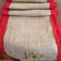 Christmas Red Lace and burlap table runner