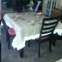 Natural Burlap vintage look with eye let ruffles Table Cloth